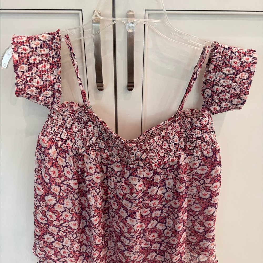 Rebecca Minkoff Red and Pink Floral Blouse
